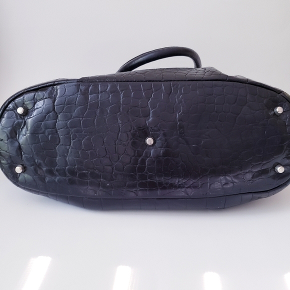 Vintage Furla Black Croc Embossed Leather Habdbag - Picture 8 of 12